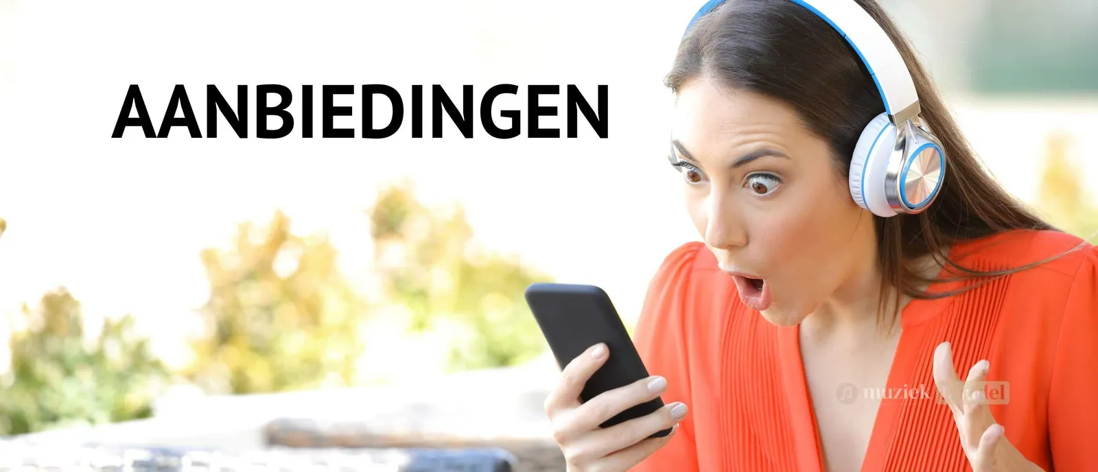 Aanbiedingen van muziekinstrumenten op een rij