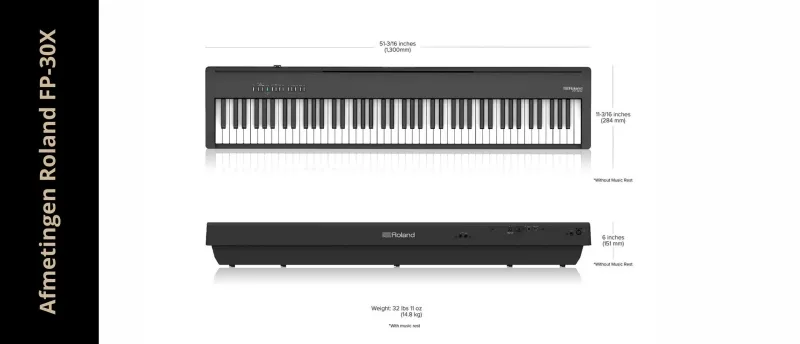 Afmetingen Roland FP-30X Afmetingen Roland FP-30X
