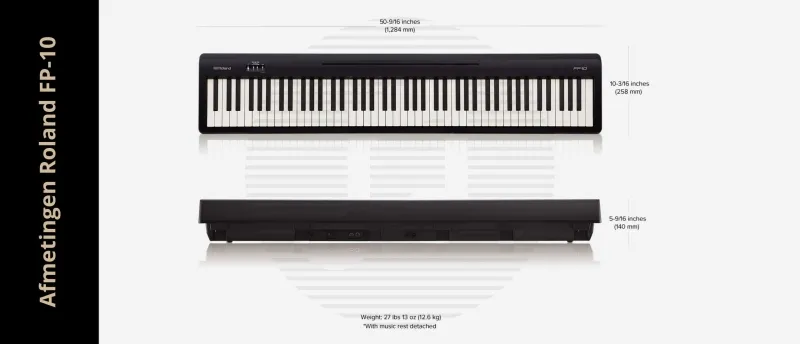 Afmetingen Roland FP-10 Afmetingen Roland FP-10