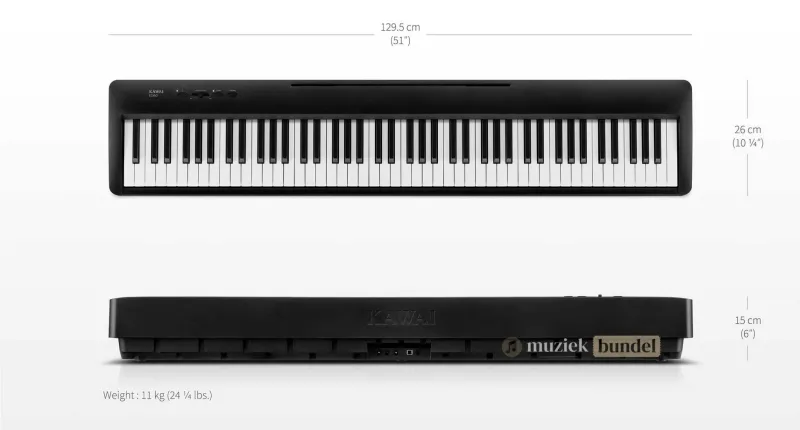 Afmetingen van de Kawai ES60 Digitale Piano | Muziekbundel.nl Specificaties en afmetingen van de Kawai ES60 digitale piano, ideaal voor thuisgebruik en draagbaarheid