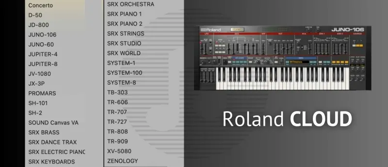 Beschikbare virtuele instrumenten van Roland Beschikbare virtuele instrumenten van Roland
