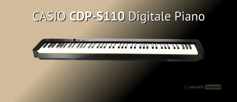 Casio CDP-S110 Compact en betaalbaar | Muziekbundel.nl Casio CDP-S110 digitale piano met gewogen toetsen en een compact design, ideaal voor beginners.