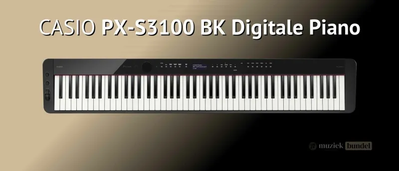 Casio PX-S3100 BK Slank stijlvol en veelzijdig | Muziekbundel.nl De Casio PX-S3100 BK is een slanke, stijlvolle en veelzijdige digitale piano met gewogen toetsen, Bluetooth-connectiviteit en meer dan 700 klanken.