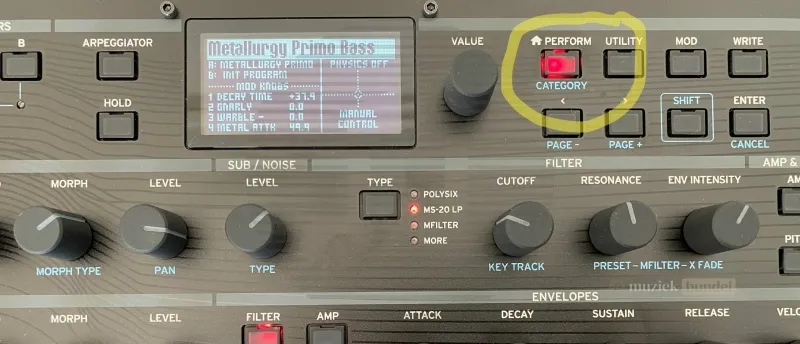 De Perform-functie op de Modwave MK2 – Maximale Controle voor Live en Studio | muziekbundel.nl Korg Modwave MK2 – Perform-functie voor real-time controle tijdens live-optredens en in de studio