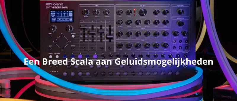 De Roland SH-4D Synthesizer biedt een breed scala aan geluidsmogelijkheden De Roland SH-4D Synthesizer biedt een breed scala aan geluidsmogelijkheden