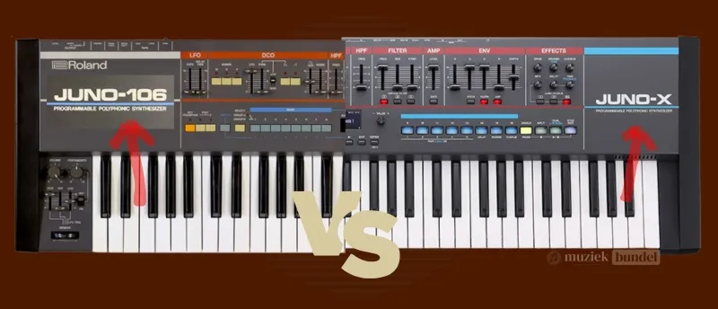 De Verschillen en Overeenkomsten tussen de Juno-106 en Juno-X | Muziekbundel.nl Vergelijking van de vintage Roland Juno-106 met de moderne Juno-X synthesizer, inclusief klank, functies en technologie.