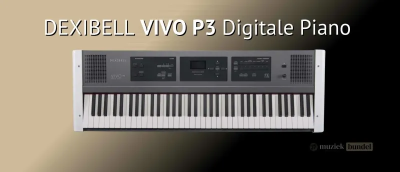 Dexibell Vivo P3 Draagbaar Krachtig en Expressief Muziekbundel.nl Dexibell Vivo P3, een compacte digitale piano met gewogen toetsen, True To Life Sound Engine en Bluetooth-connectiviteit, ideaal voor thuis en onderweg.