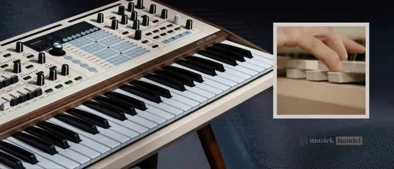 Het toetsenbord van de PolyBrute 12 - Meer expressie met FullTouch® - Muziekbundel.nl Close-up van het FullTouch®-toetsenbord van de Arturia PolyBrute 12, ontworpen voor ultieme expressie.