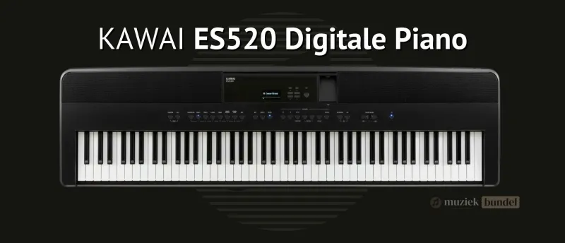 Kawai ES520 Digitale Piano – Geavanceerde Functies en Krachtig Geluid | Muziekbundel.nl Kawai ES520 digitale piano met uitgebreide klankopties, Bluetooth en krachtige speakers, ideaal voor gevorderde spelers