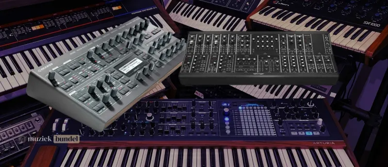 Kies je voor een module, klavier, desktop of modulair component? | Muziekbundel.nl Ontdek de verschillen tussen synthesizermodules, klaviersynthesizers, desktopmodellen en modulaire componenten om jouw ideale keuze te maken.