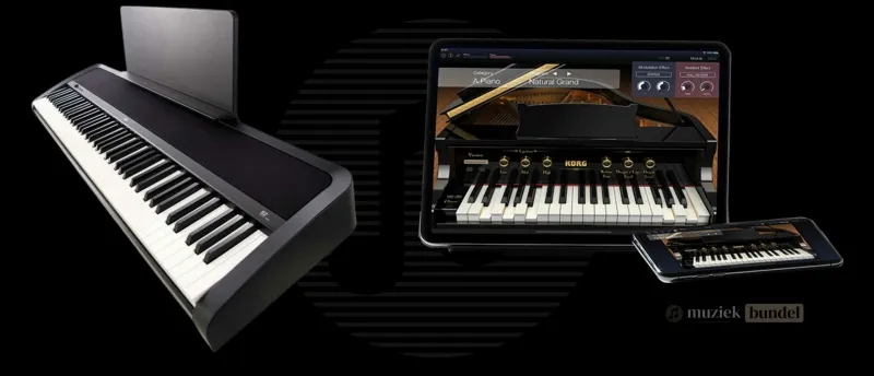 Korg B2 Digitale Piano - Heldere en Rijke Klanken | Muziekbundel De Korg B2 digitale piano biedt een heldere en rijke klank die dicht bij een akoestische piano ligt