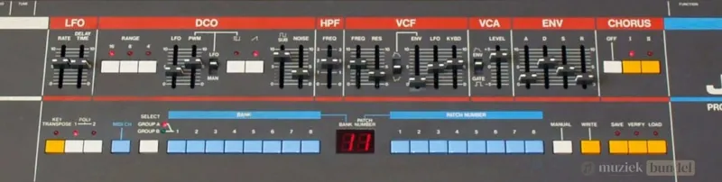 Ontwerp en Functies van de Roland Juno-106 | Muziekbundel.nl Het ontwerp en de functies van de Roland Juno-106 synthesizer, met schuifregelaars, knoppen en het iconische analoge karakter.