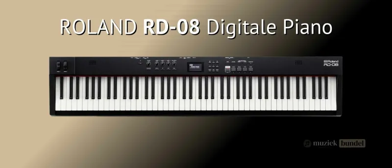 RD-08 Compacte en krachtige digitale piano Muziekbundel.nl Roland RD-08 digitale piano met gewogen toetsen en hoogwaardige klankkwaliteit voor beginners en gevorderden.