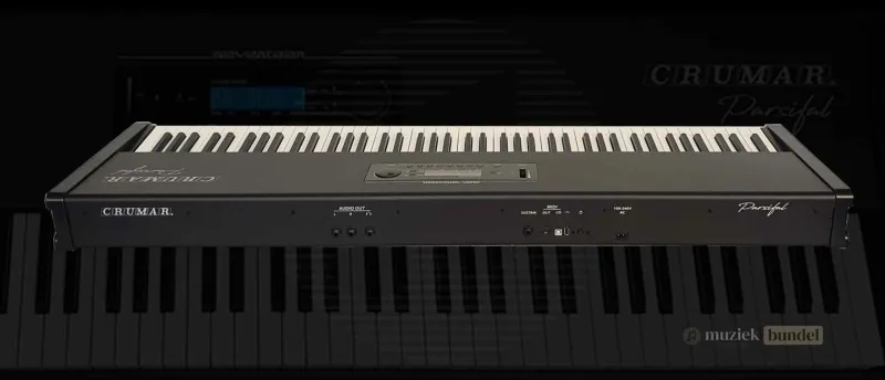 Robuuste Constructie en Moderne Aansluitingen – Muziekbundel.nl De Crumar Parsifal digitale piano met stevige metalen behuizing en veelzijdige aansluitingen.