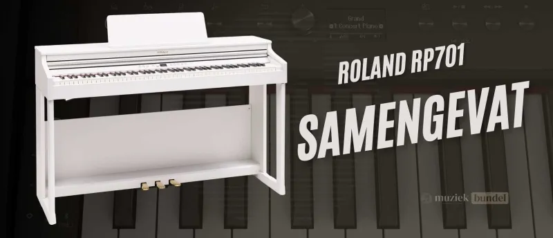 Samenvatting van de Roland RP701 | Muziekbundel.nl Een beknopte samenvatting van de Roland RP701 digitale piano, met een combinatie van stijl, kwaliteit, en moderne functies voor thuisgebruik.