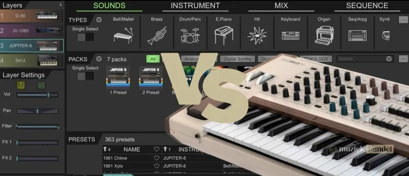 Software vs. hardware synthesizers: Voordelen en verschillen - Muziekbundel.nl Vergelijking tussen software- en hardware-synthesizers met voordelen, nadelen en toepassingen.