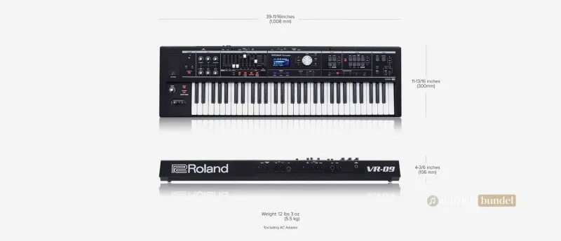 Specificaties van de Roland V-Combo VR-09-B | Muziekbundel.nl Bekijk de gedetailleerde specificaties van de Roland V-Combo VR-09-B, inclusief klanken, effecten, aansluitingen en afmetingen.