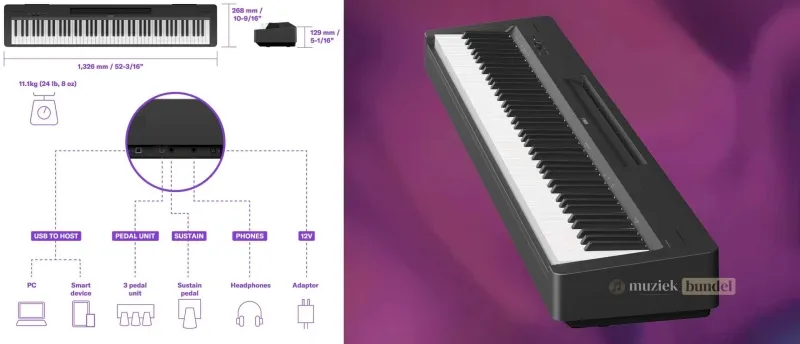 Specificaties van de Yamaha P-145B BT | Muziekbundel.nl Specificaties van de Yamaha P-145B BT | Muziekbundel.nl