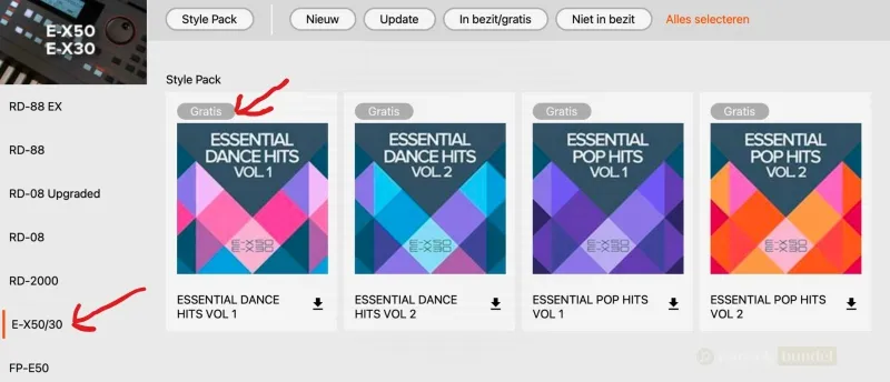 Style Packs Downloaden voor je Roland E-X50 Keyboard | Muziekbundel.nl Een overzicht van Style Packs downloaden voor Roland-instrumenten via Roland Cloud.