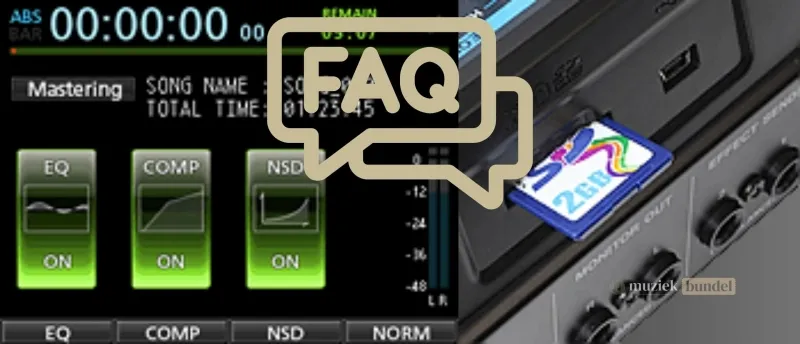 Veelgestelde vragen over de Tascam DP-32SD | Muziekbundel.nl Een overzicht van veelgestelde vragen over de Tascam DP-32SD, met antwoorden over functies, compatibiliteit en gebruikstips.