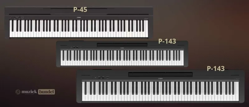 Verschillen tussen de Yamaha P-143, P-45 en P-145 | Muziekbundel.nl Vergelijking van de Yamaha P-143, P-45 en P-145 digitale piano's, inclusief functies en prestaties