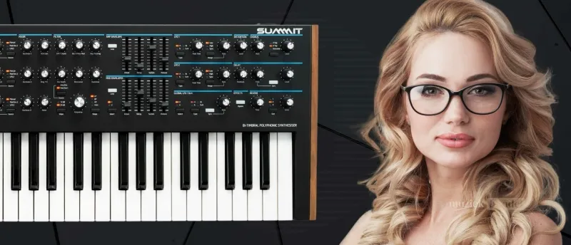 Voor wie is de Novation Summit bedoeld - Muziekbundel.nl Novation Summit synthesizer met focus op toetsen en bedieningspaneel, ideaal voor veelzijdige muzikanten.