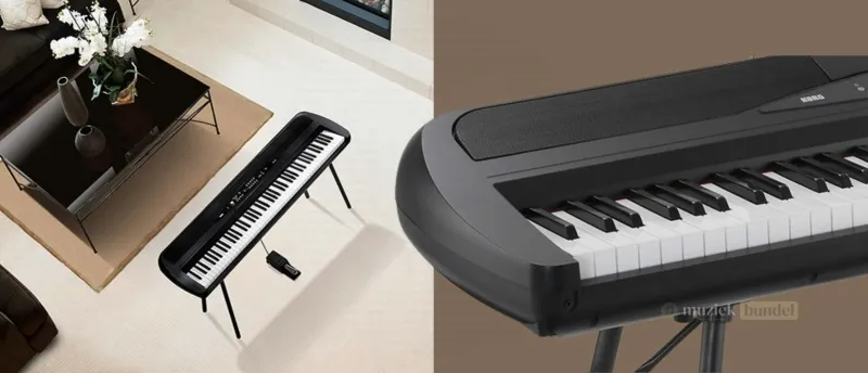 Wat vinden gebruikers van de Korg SP-280? Ervaringen en beoordelingen | Muziekbundel.nl Close-up van de Korg SP-280 digitale piano, geliefd om zijn realistische klanken en speelgevoel volgens gebruikers.