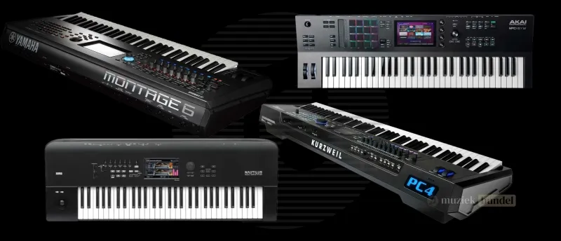 Wat Zijn de Beste Alternatieven voor de Roland Fantom-6 EX? | Muziekbundel.nl.jpg Vergelijkbare alternatieven voor de Roland Fantom-6 EX, zoals de Yamaha Montage, Kurzweil PC4, AKAI MPC Key 61 en Korg Nautilus
