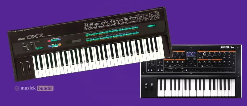 Wat zijn digitale synthesizers? Eigenschappen en voorbeelden - Muziekbundel.nl Digitale synthesizer met helder display, moderne knoppenlayout en een mix van moderne en vintage stijlen.